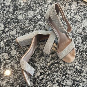 Elegant Silver Block Heel Sandals